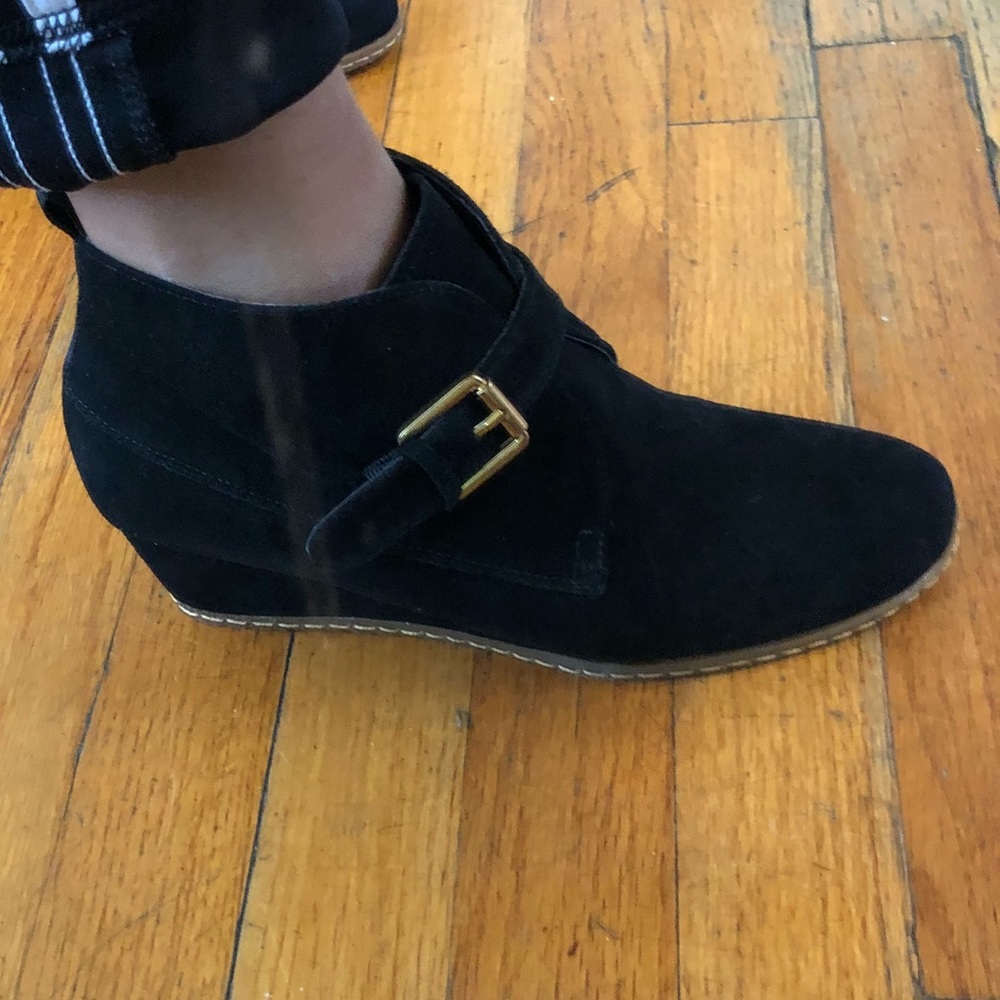 Black Womens wedge booties